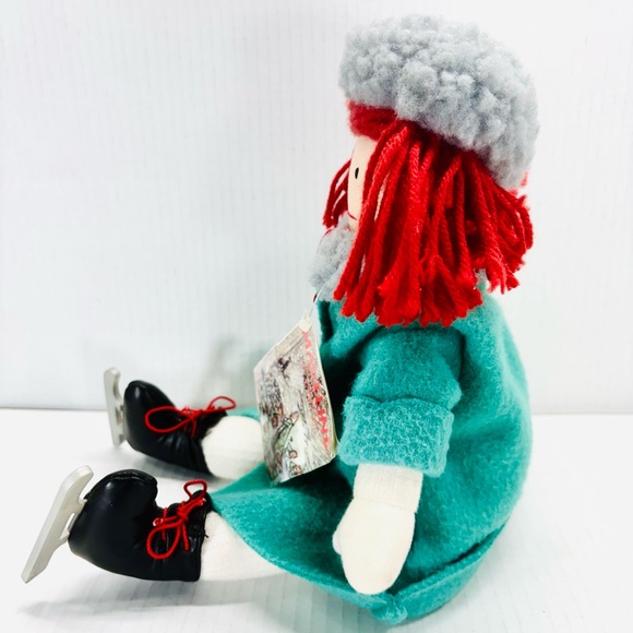 Eden Madeline Plush Doll In Ice Skates 1992 Felt Green Coat 14” NWT - Picture 4 of 7